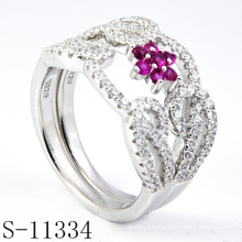 2015 Latest Pink Zirconia 925 Silver Ring (S-11334)